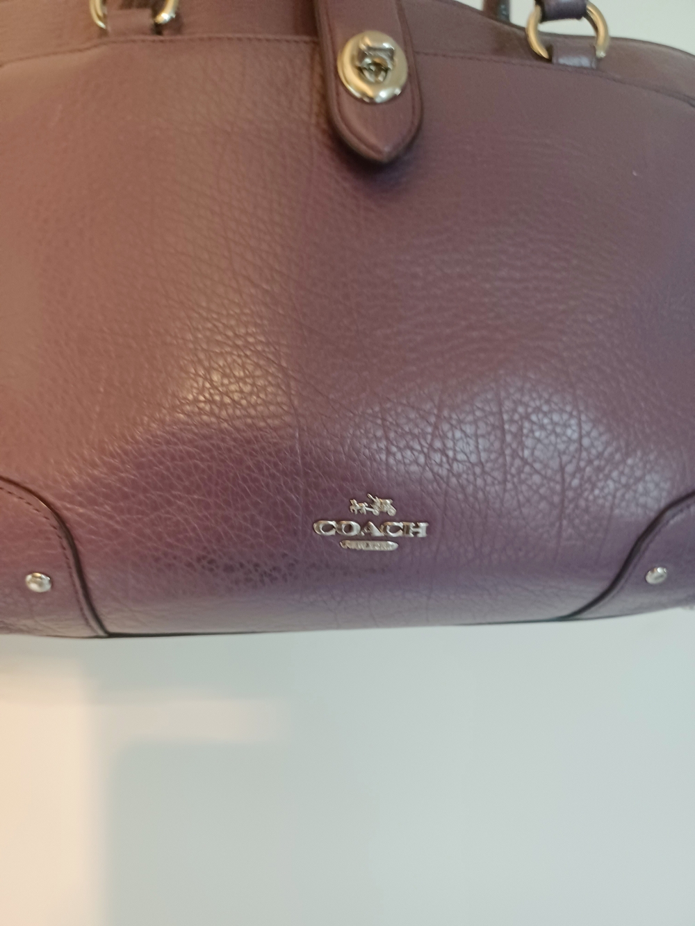 Coach Pebbled Leather Satchel in Plum - Picture 5 of 10